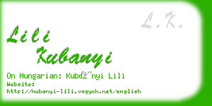 lili kubanyi business card